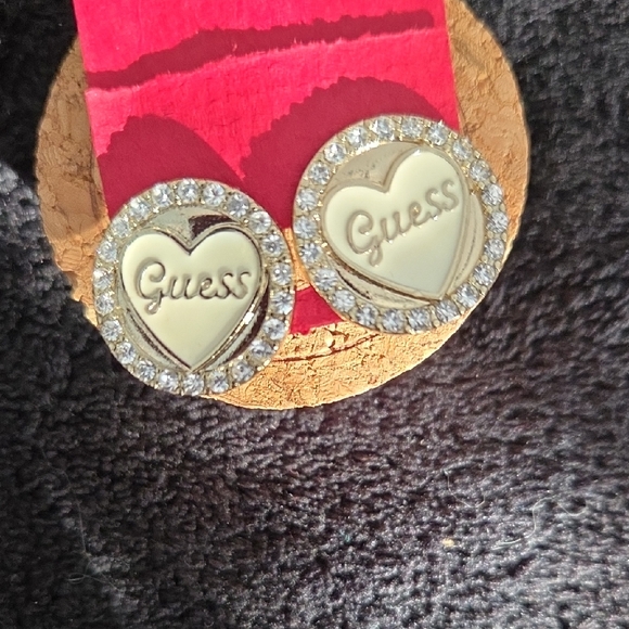 Guess Jewelry - Guess Gold and Silver Heart Stud Earrings